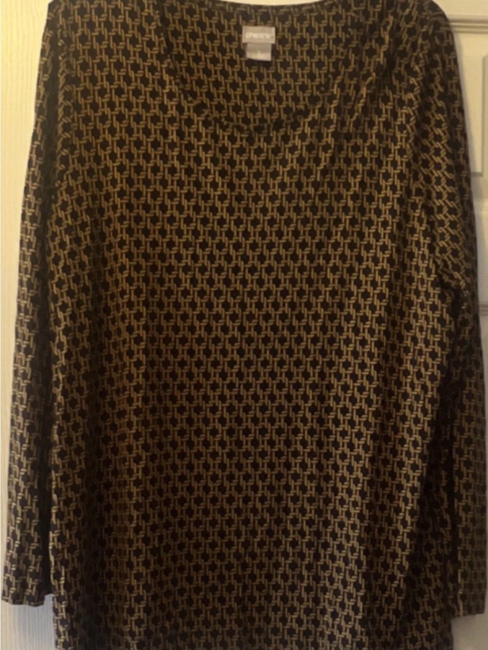 Black/Brown Geometric Link Patterned Women's Top